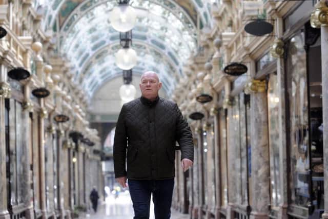 Sean Walker pictured walking down County Arcade, Leeds....29th March 2018 ..Picture by Simon Hulme