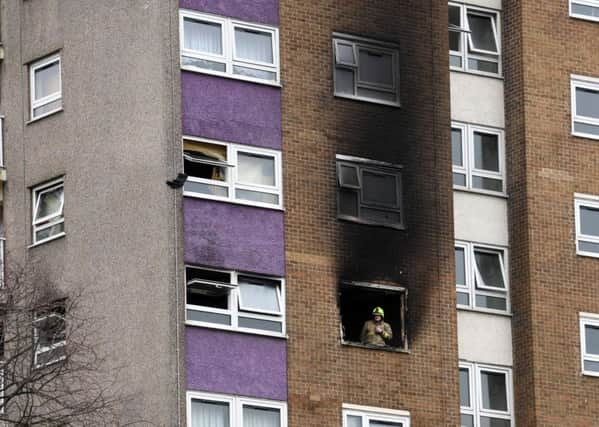 Flat fire at Poplar Court in Bramley. 25th March 2018.
