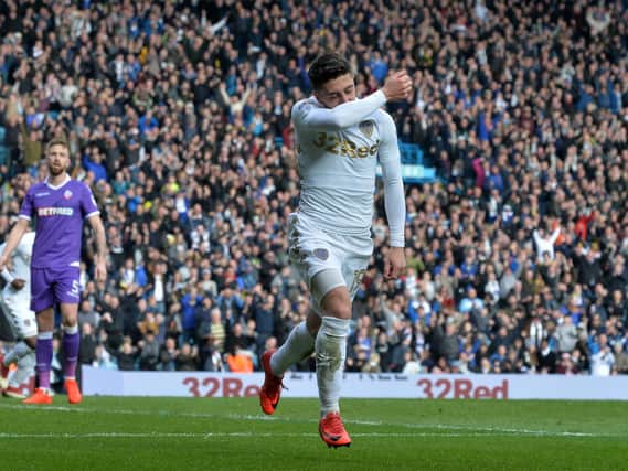 WINNING GOAL: Pablo Hernandez races away to celebrate his decisive strike in the second half.