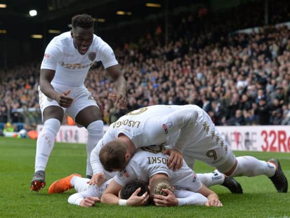 Ronaldo Vieira celebrates with his Leeds United team-mates following Pablo Hernandez' goal against Bolton Wanderers.