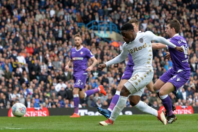 Caleb Ekuban fires in a shot against Bolton Wanderers. PIC: Bruce Rollinson