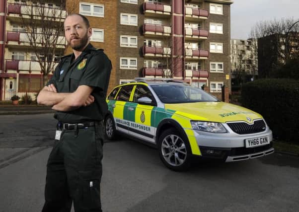 Paramedic Richard Bentley, pictured the Ambulance Station Saxton Lane, Leeds ..Picture by Simon Hulme