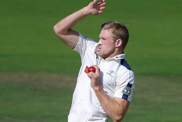 Yorkshire's David Willey bowls.