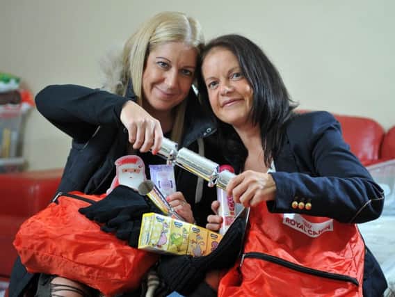 Shelley and Becky Joyce, of Homeless Street Angels, pictured last year for their Christmas Rucksack Appeal.