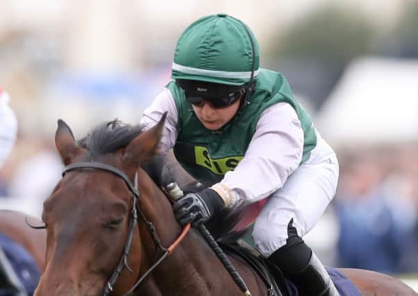 Fast Track jockey Nicola Currie claims a useful 5lb. PIC: Martin Rickett/PA Wire
