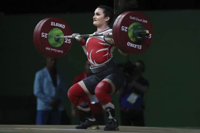 Leeds' Sarah Davies competes in Women's 69Kg Weightlifting final at the Commonwealth Games.