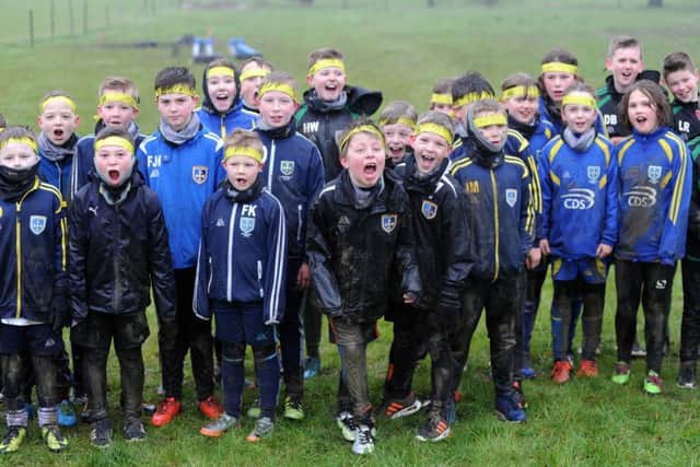 10 April 2018.....Guisley Junior FC take part in a training event at Fitness Success Obstacle Gym at Rothwell. Picture Scott Merrylees