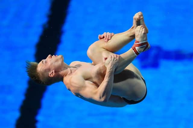 England's Jack Laugher competes in the Men's 1m Springboard Final.