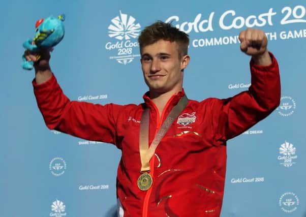 England's Jack Laugher with his gold medal following the Men's 3m Springboard at the 2018 Commonwealth Games.