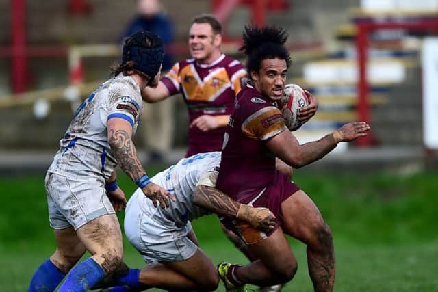 Action from Batley Bulldogs v Toulouse Olympique.