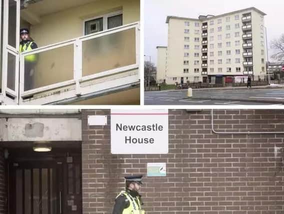 The toddler fell to his death from the Newcastle House block of flats in Bradford.