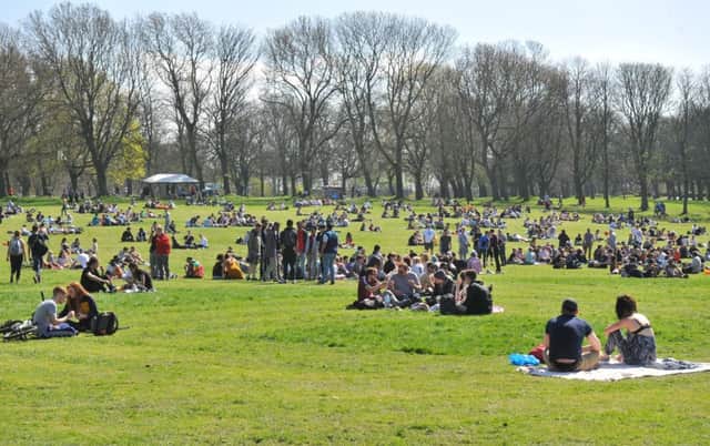 The scene on Woodhouse Moor in Leeds, where protesters gathered to call for the legalisation of cannabis.