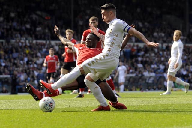 Andy Yiadom in action at Elland Road.