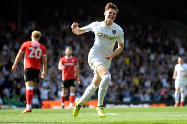 Tom Pearce celebrates scoring against Barnsley.