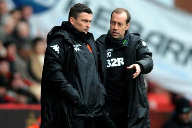 Jamie Clapham (right) with Leeds United manager Paul Heckingbottom.