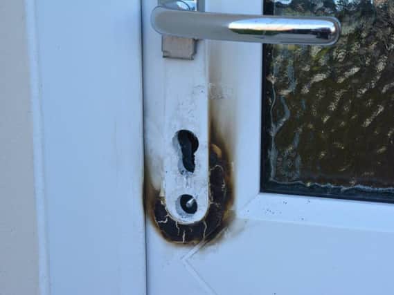 One of the UPVC locks melted by a burglar armed with a blowtorch
