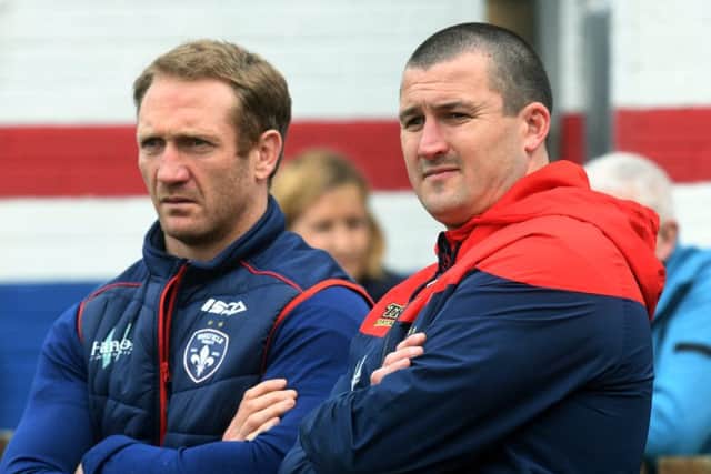 Wakefield Trinity head coach Chris Chester with his assistant Michael Monaghan.