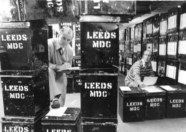 Leeds, 18th May 1983

Equipping 334 polling stations in leeds with ballot boxes and election notices has been a long job for Leeds Electoral registration office clerk messsengers Wilf Lister (left) and Peter Sharpe.

The pair have spent most of the time leading up to polling day in the Belgrave House storage room, getting the boxes ready to serve the city's eight constituencies.

About 50 of the boxes have needed repairing after suffering damage at the May local councilelections, but this is put down to wear and tear.

The most common problem with the boxes has been damaged locks, but som eof them have seen many years of election service, said Mr. Tom McCarthy, deputy elections officer.

Each box is equipped with notices, stamping equipment, and pencils.

More than 600,000 ballot papers were handed out to presiding officers when they were sworn in on Tuesday to give their declaration of secrecy, said Mr. McCarthy.