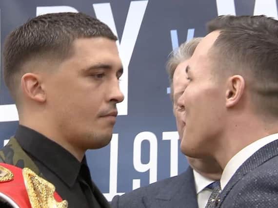 Lee Selby and Josh Warrington square up with a war of words at the press conference\