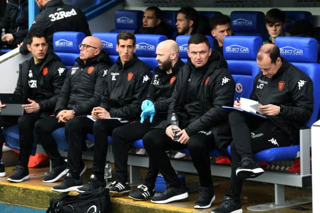 Paul Heckingbottom with his coaching staff.