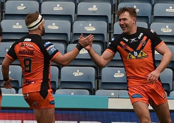 Castleford Tigers captain Michael Shenton, right, with hooker Paul McShane.