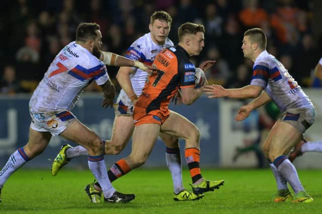Jake Trueman in action for Castleford against Wakefield at The Jungle. PIC: Bruce Rollinson
