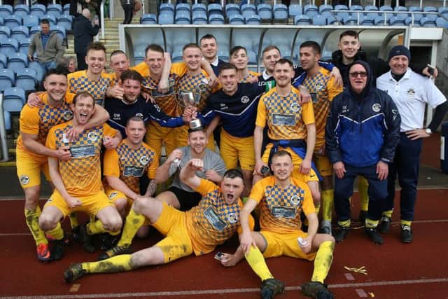 Hancock Cup winners, Garforth Crusaders who beat Morley Town AFC Res 3-1 in the final at South Leeds Stadium. PIC: Alex Daniel