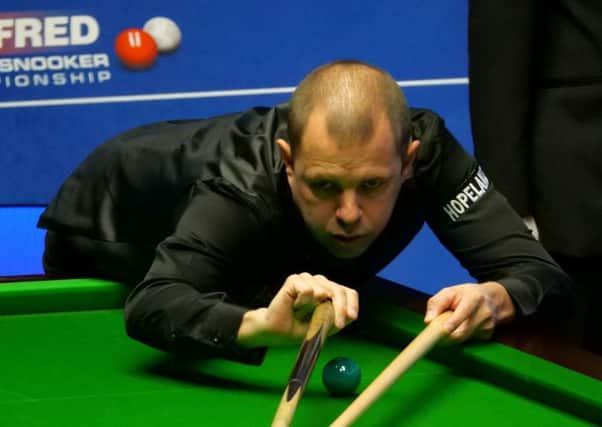 TAKE A BREAK: Barry Hawkins during his match against Ding Junhui at The Crucible. Picture: Tim Goode/PA