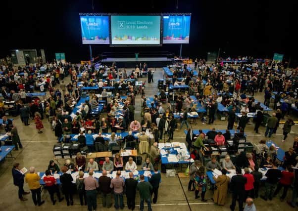 4 May 2018. Local elections vote counting for Leeds at First Direct Arena.  PIC: Mark Bickerdike
