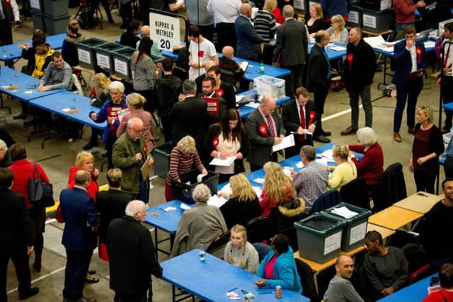 4 May 2018. Local elections vote counting for Leeds at First Direct Arena.