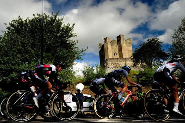 Tour de Yorkshire passes Conisbrough Castle. PIC: Simon Hulme