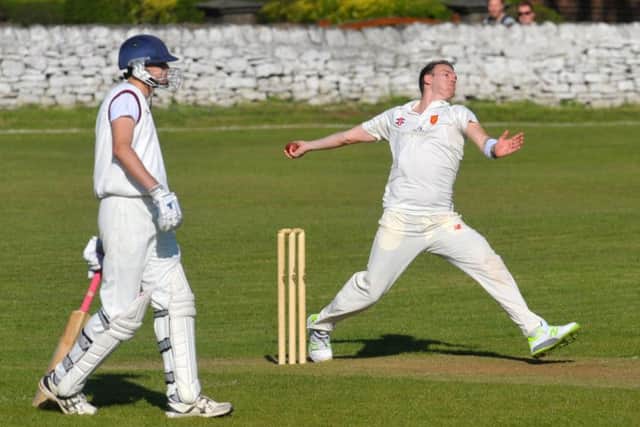 Pool bowler David Amos runs in. He took six wickets in the win at Horsforth. PIC: Steve Riding