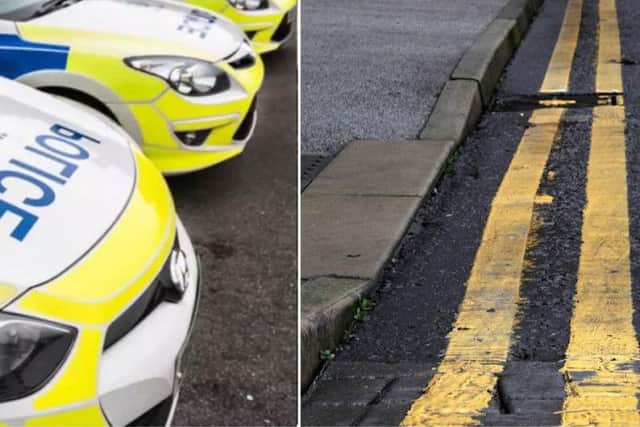 A police car was spotted on double yellow