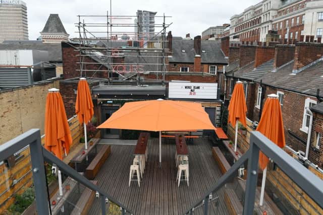 The lower tier of the venue's rooftop terrace comes complete with its own bar.
