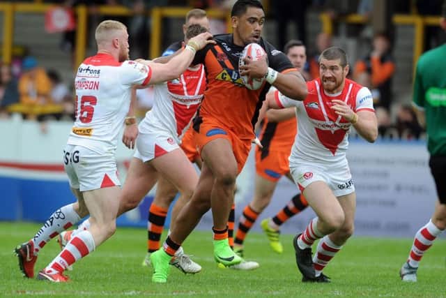 Junior Moors on the attack against St Helens.