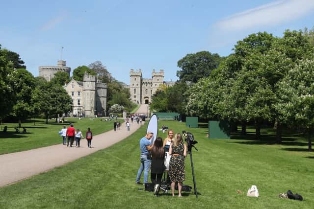 A film crew on the Long Walk in Windsor. PIC: PA