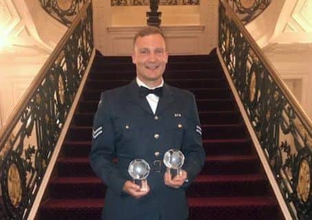 Tom Claisse was a double winner at last week's RAF Football Association awards dinner.