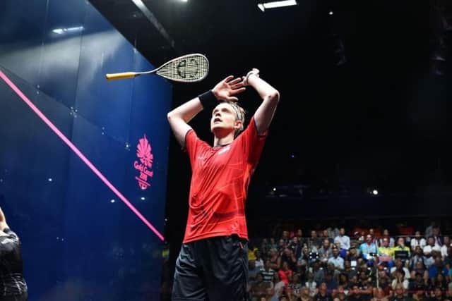MAGIC MOMENT: James Willstrop celebrates winning the men's singles gold medal at the Commonwealth Games earlier this year. Picture: World Squash Federation/Toni Van der Kreek