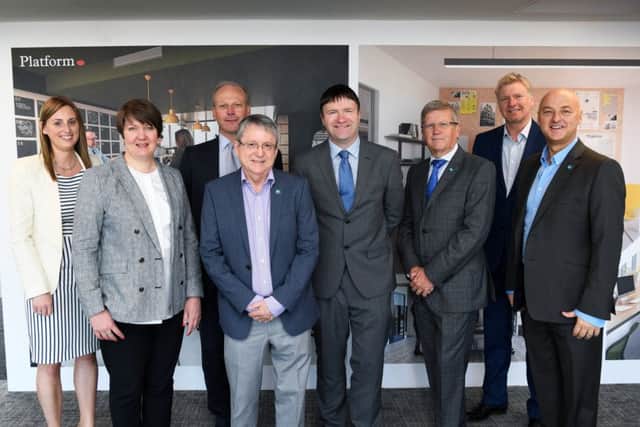 Collaborative Professionals Network at Platform in Leeds.From left, Andrea Jones (Irwin Mitchell /CPN vice chair), Jane Wilson (Alpacha), Mark Owen (Womble Bond Dickinson), Ian Garner (Iod/Practical Solutions), Greg Wright, Richard Smith (chairan IoD Yorkshire Branch), David Colgrave (Axon Moore) and Tony Webster (Wayfinder).Picture Jonathan Gawthorpe15th May 2018.