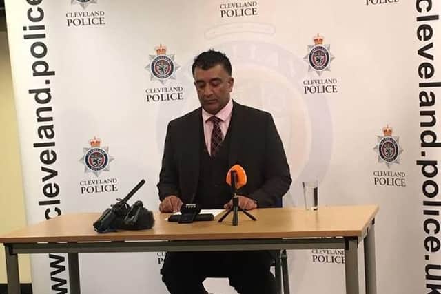 Detective Superintendent Tariq Ali, of Cleveland Police, addressing the media.