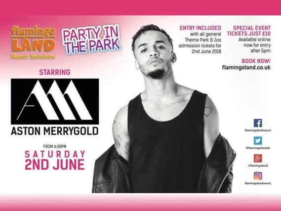 Aston Merrygold headlining Flamingo Land Party In The Park on Saturday, June 2, 2018