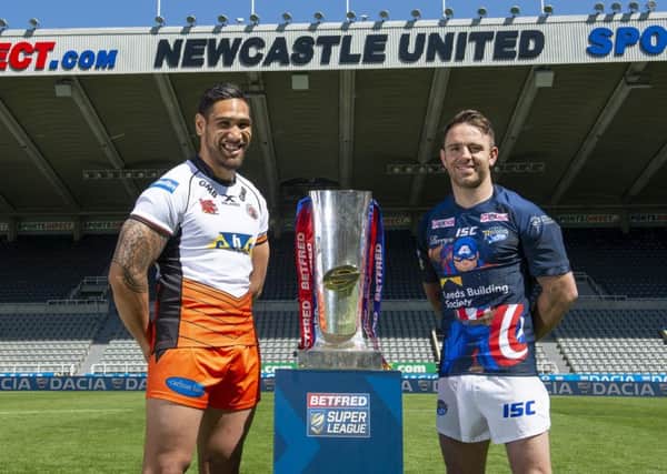 Castleford's Jesse Sene-Lefao and Leeds' Richie Myler at the Magic Weekend launch this week.