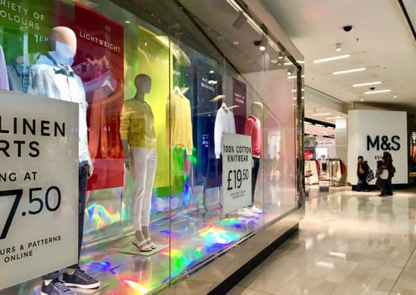 RETAIL PROJECT: M&S recently commissioned Celloglas to help create a rainbow window display.