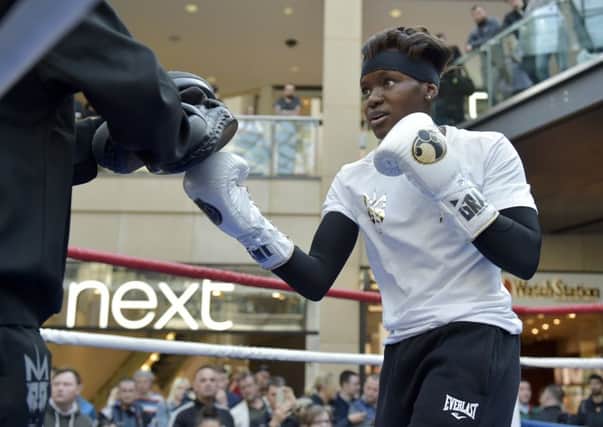 Nicola Adams sparring at The Trinity ahead her fight at Elland Road on Saturday