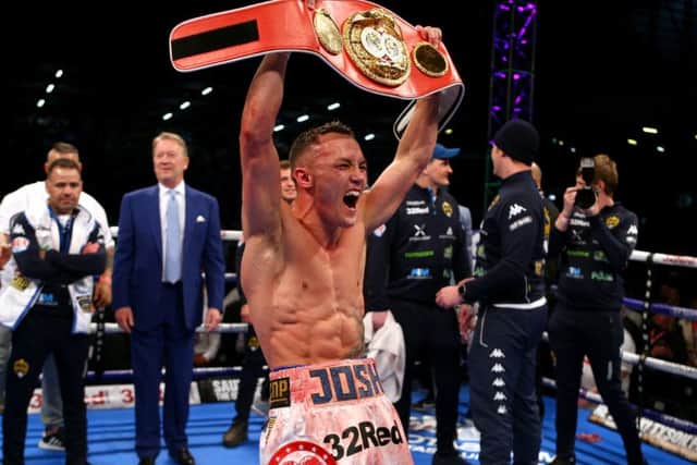 Josh Warrington celebrates beating Lee Selby at Elland Road. Picture: Dave Thompson/PA Wire