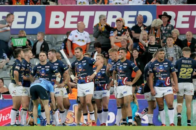 Leeds Rhinos show their frustration at Magic Weekend.