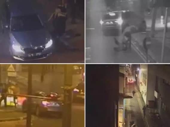 Jake Hartley's spree of destruction, which sparked a terror alert in Blackpool, was caught on footage recently released by police.