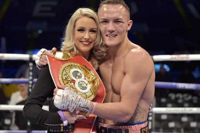 World champion, Josh Warrington is looking forward to some quality time with wife Natasha and newly born daughter. PIC: Steve Riding