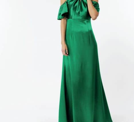 Emerald green halterneck maxi dress, Â£109, Monsoon.