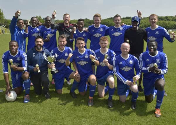 Leeds Combination League Trophy final winners Leeds City Rovers who overcame Whitkirk Wanderers Sunday, 4-2. PIC: Steve Riding
